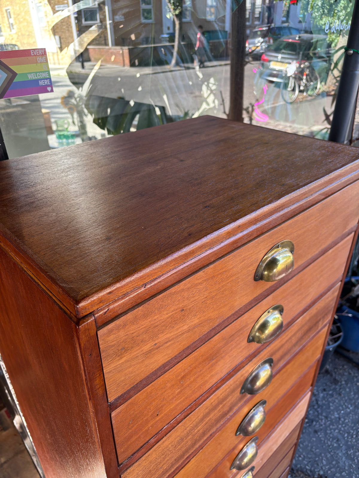 Vintage mid century mahogany architects drawers