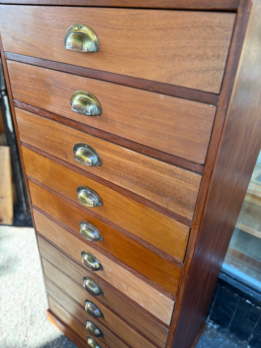 Vintage mid century mahogany architects drawers