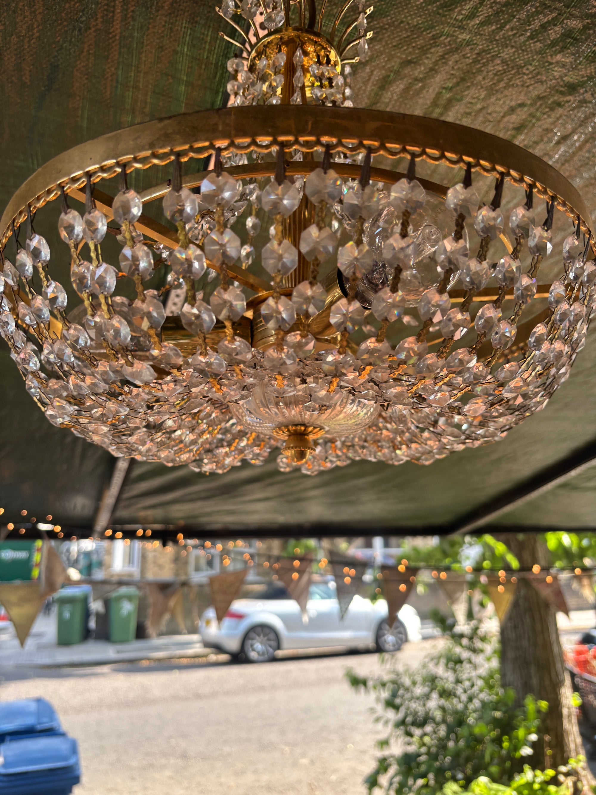 Vintage 1970s real glass crystal chandelier
