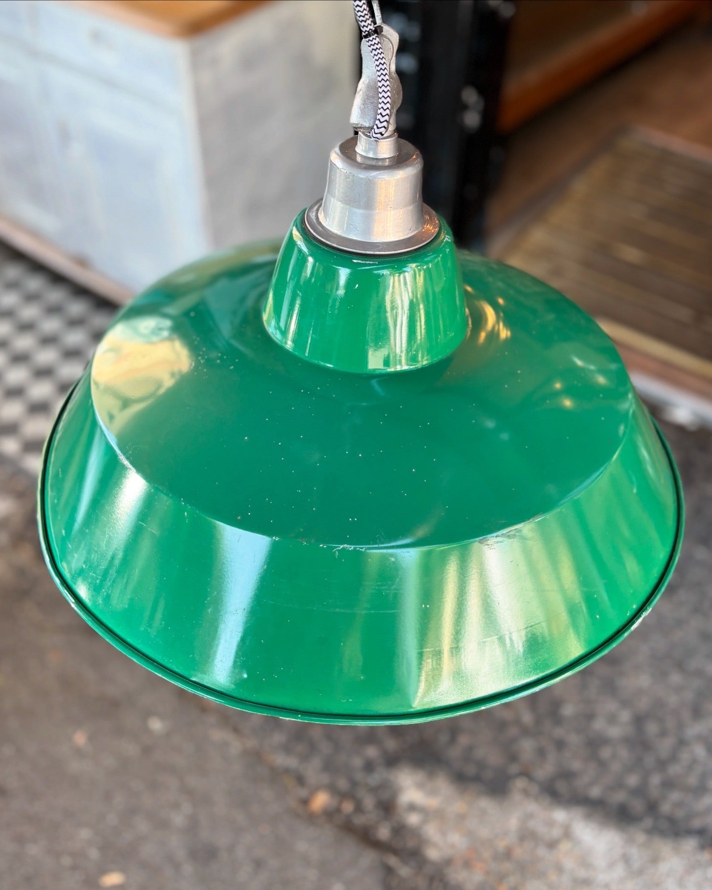 Green enamel industrial hanging lights