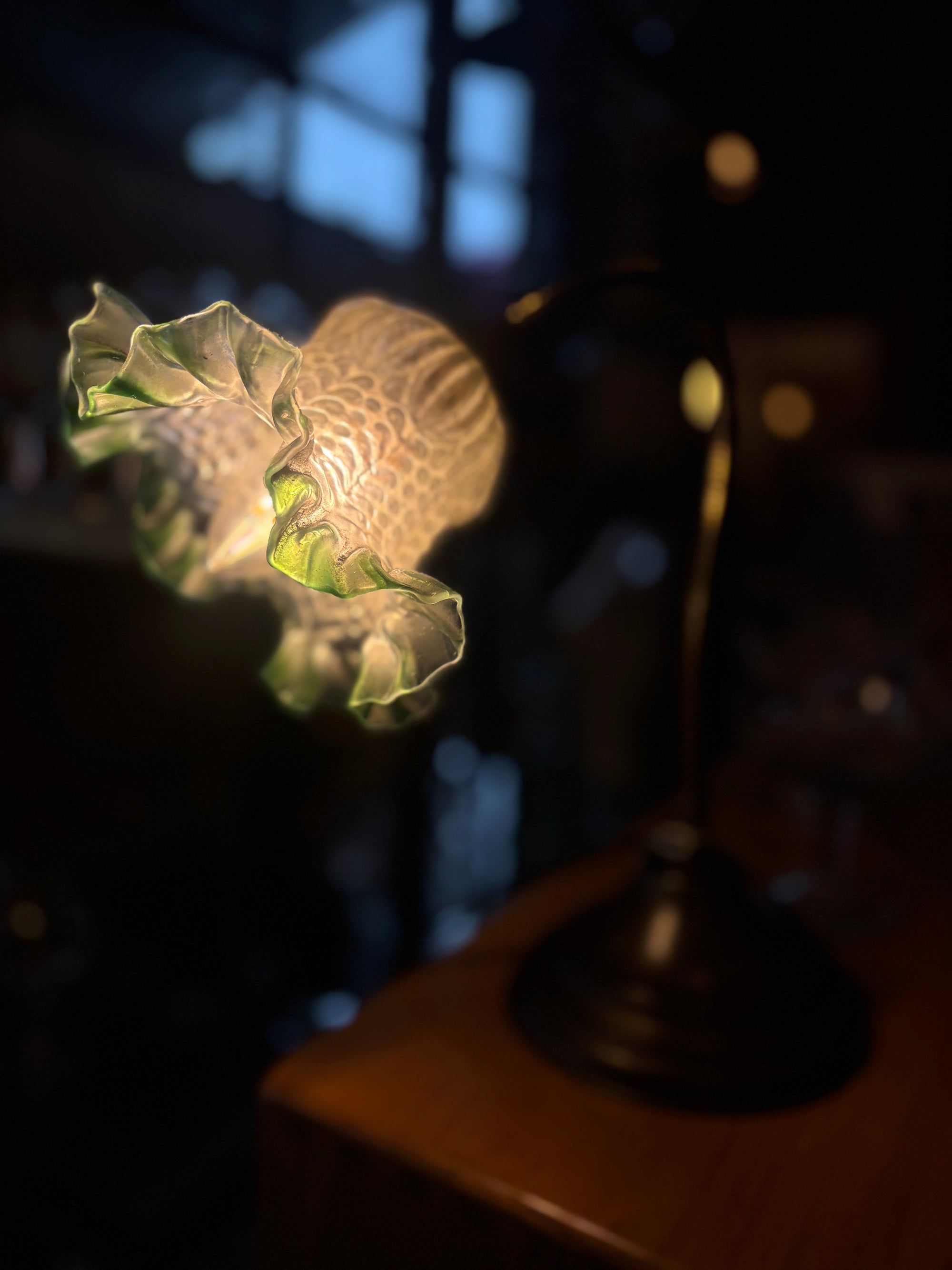 Vintage 1930s glass and brass table lamp