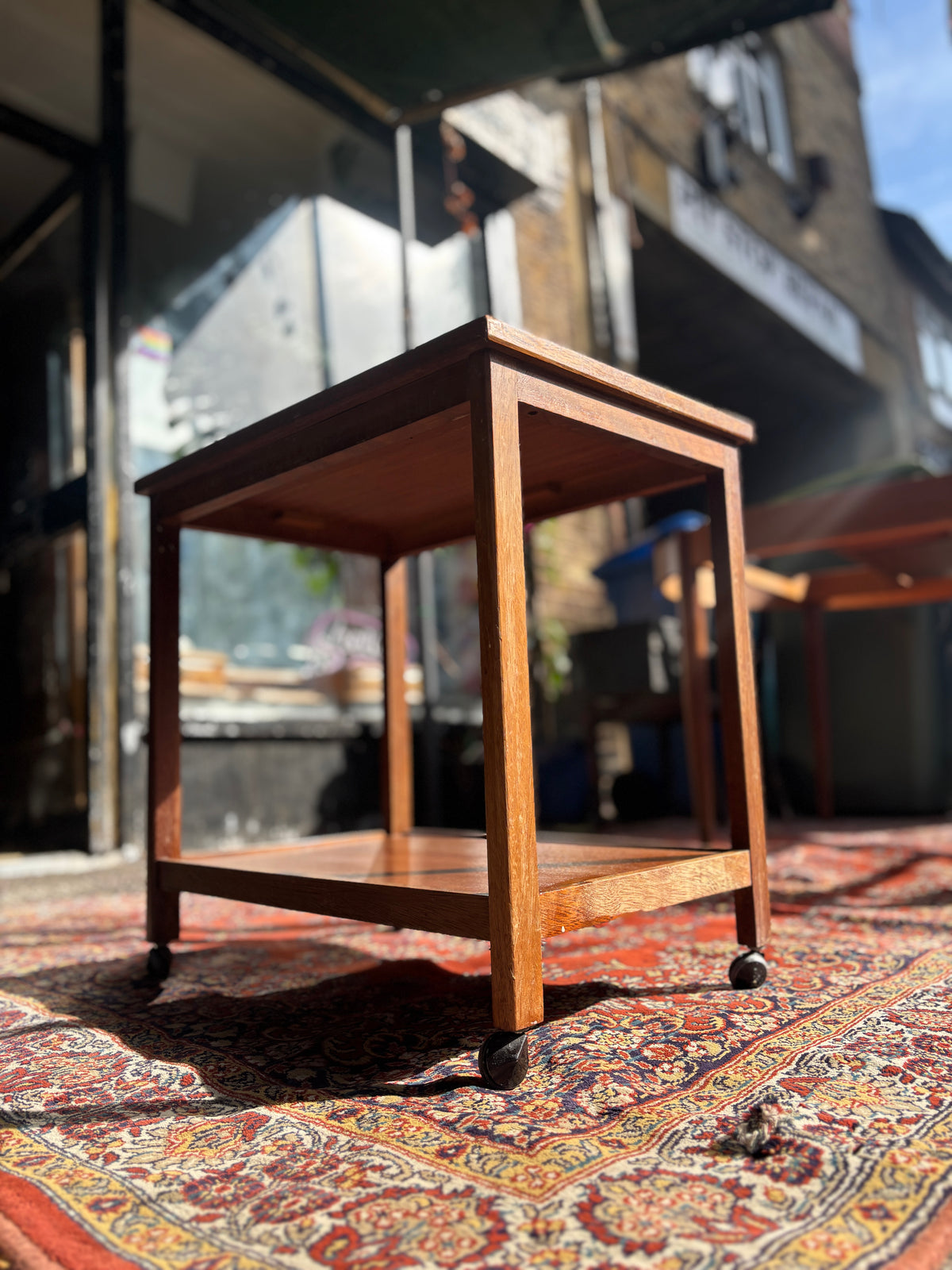Mid century teak and Formica drinks trolley