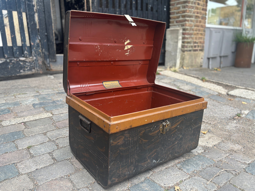 Vintage metal travelling trunk