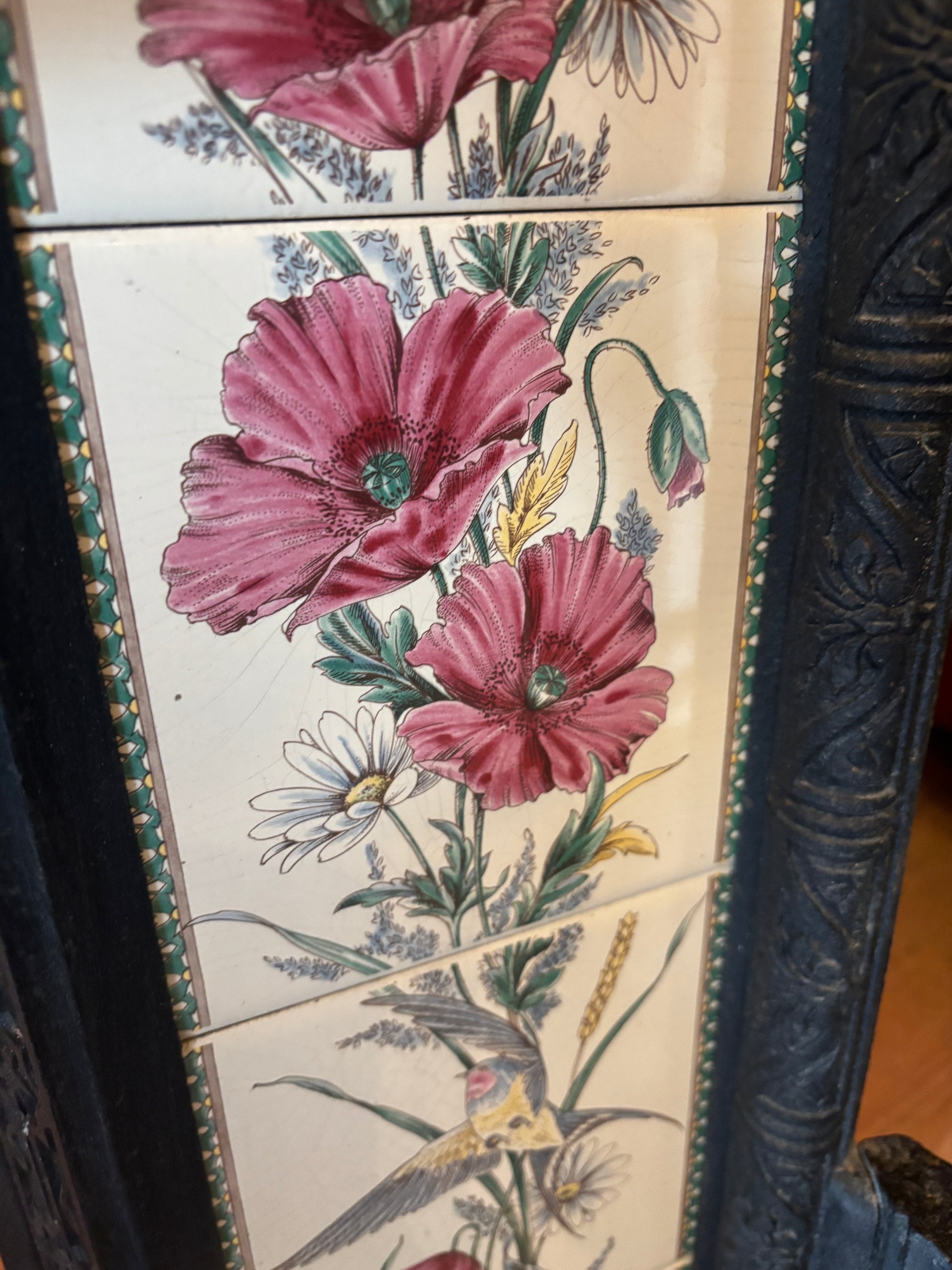 Victorian restored cast iron tiled fireplace