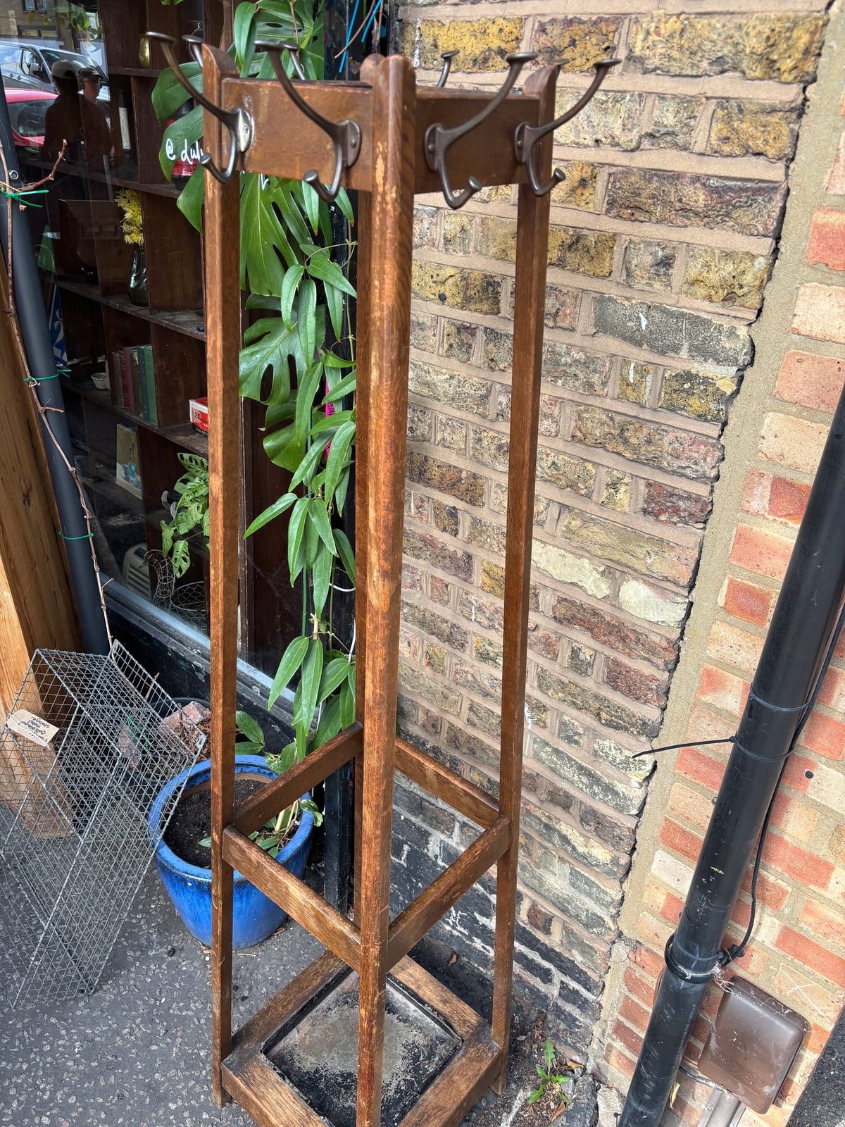 Antique Art Deco coat and hat hall stand