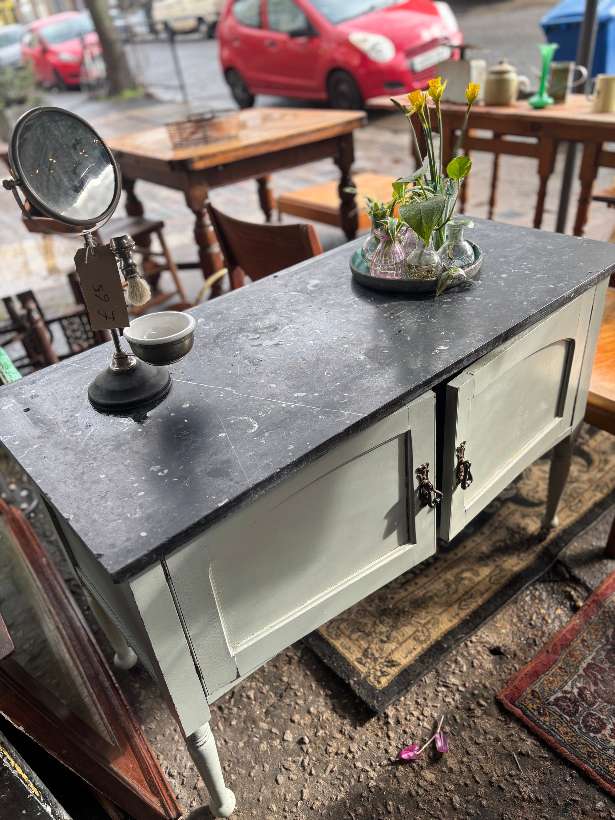 Antique cupboard with fossil slate top