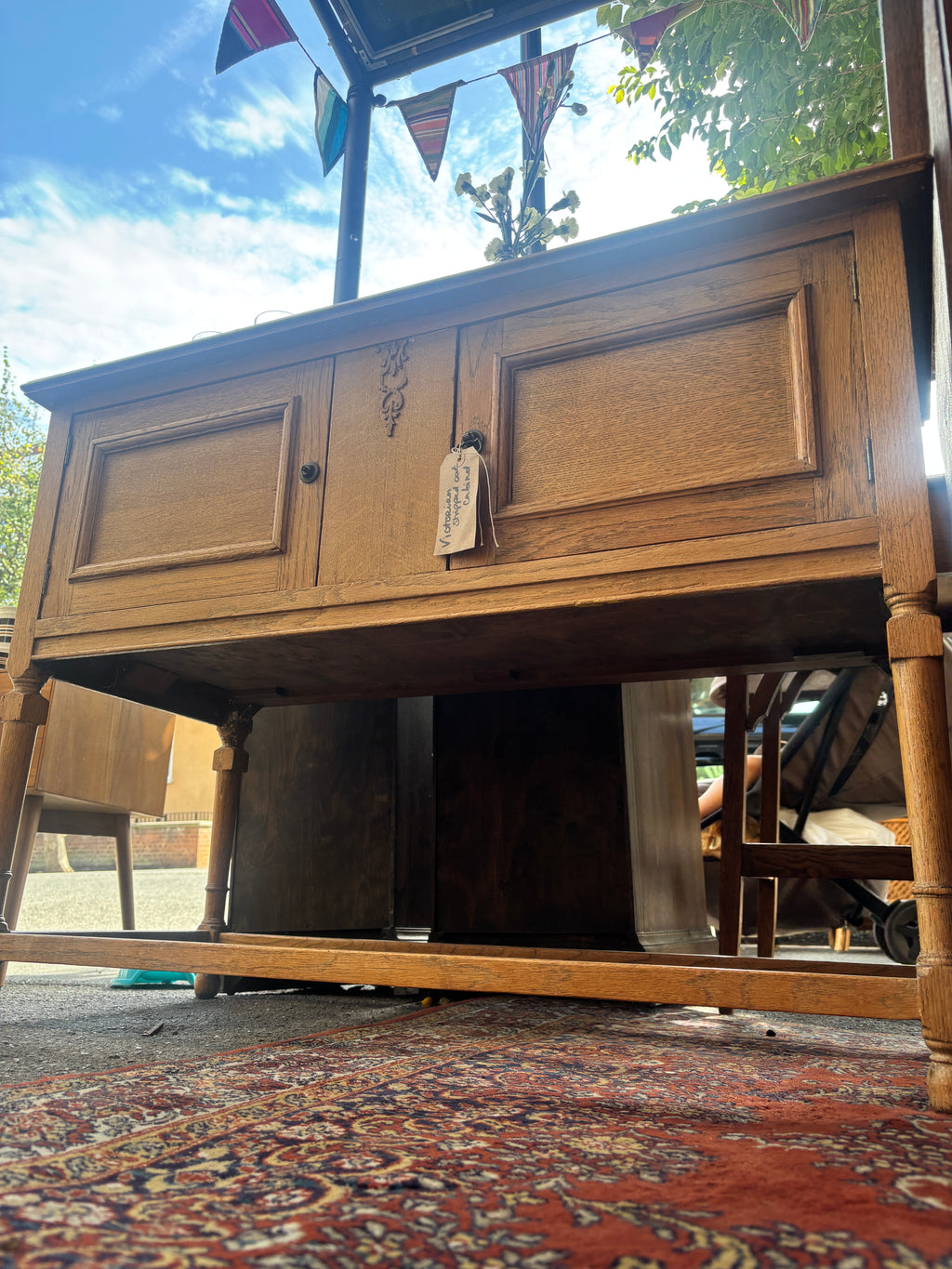 Antique Victorian stripped oak cabinet