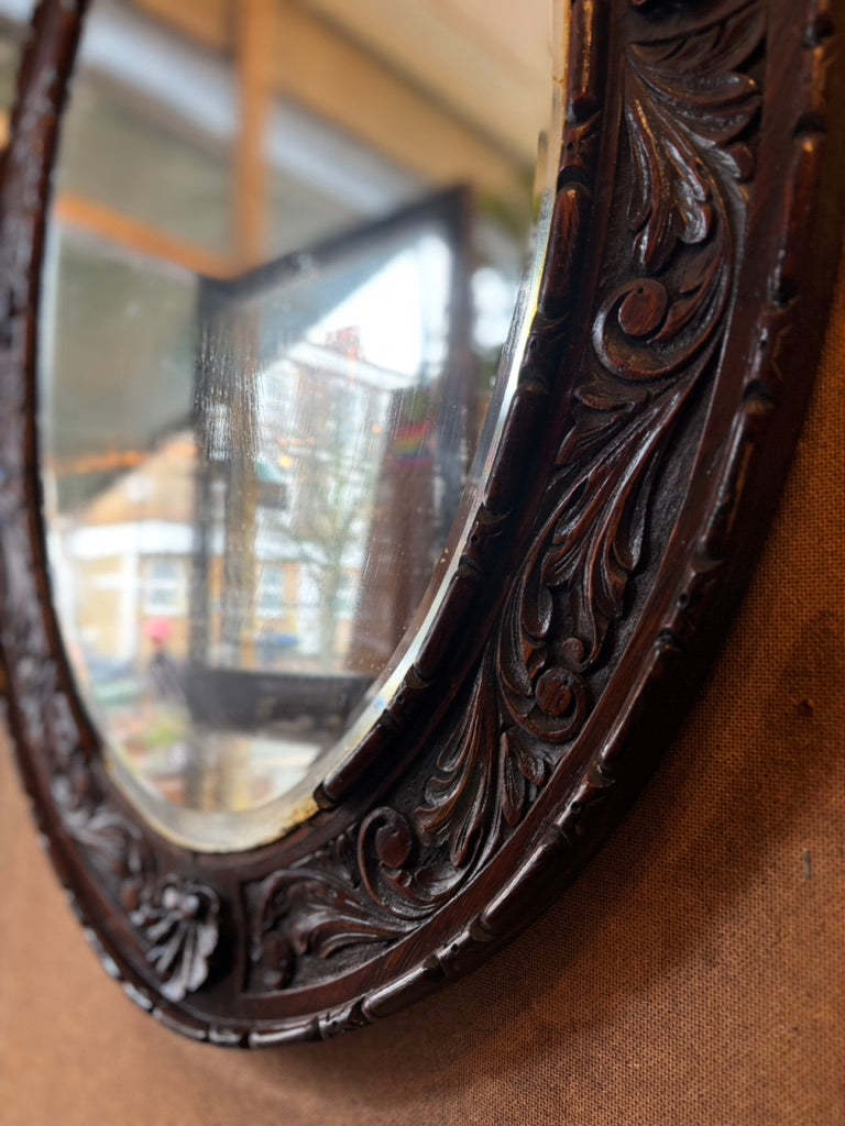 Victorian mahogany carved mirror