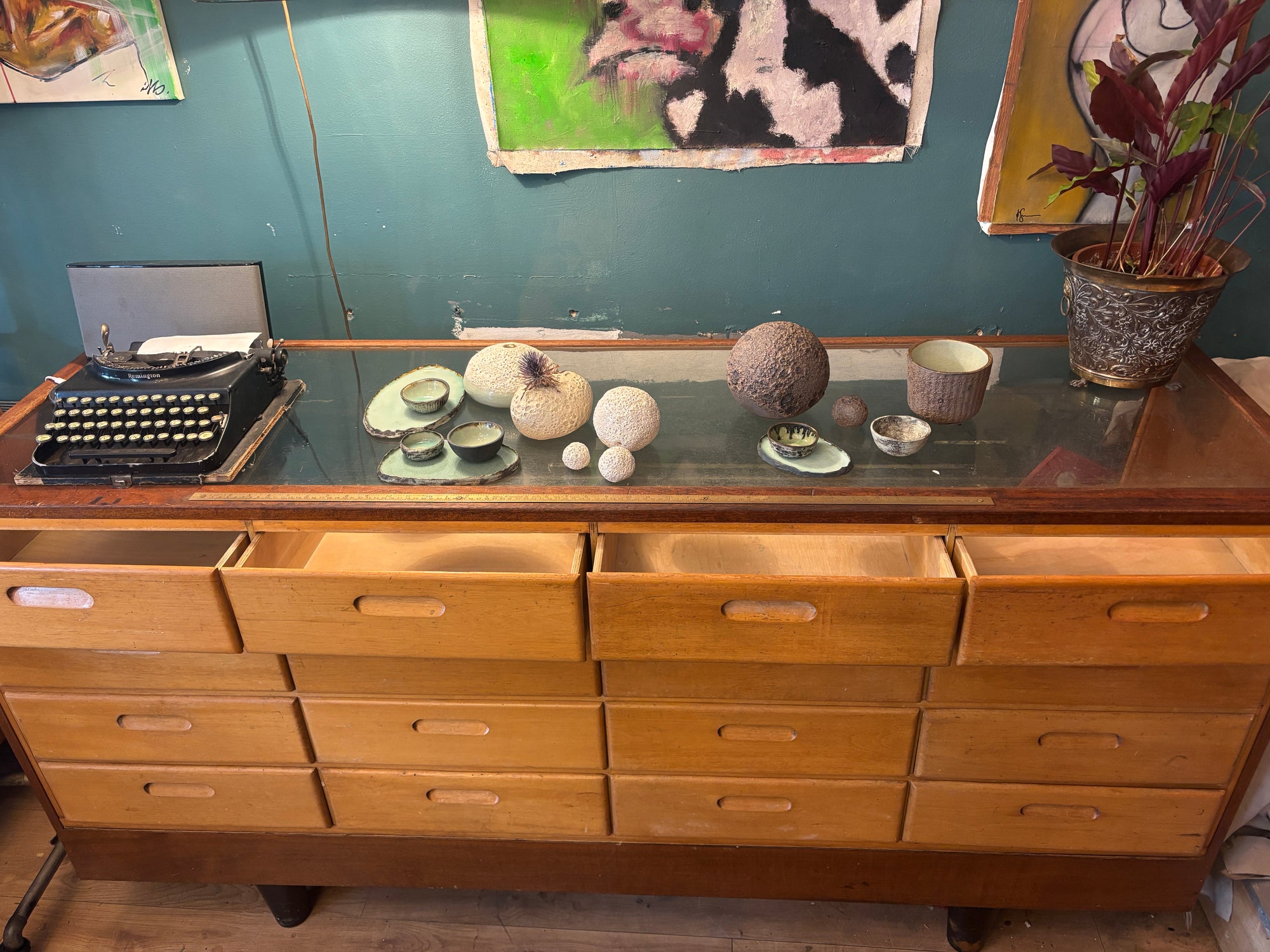 Mid century haberdashers cabinet with drawers