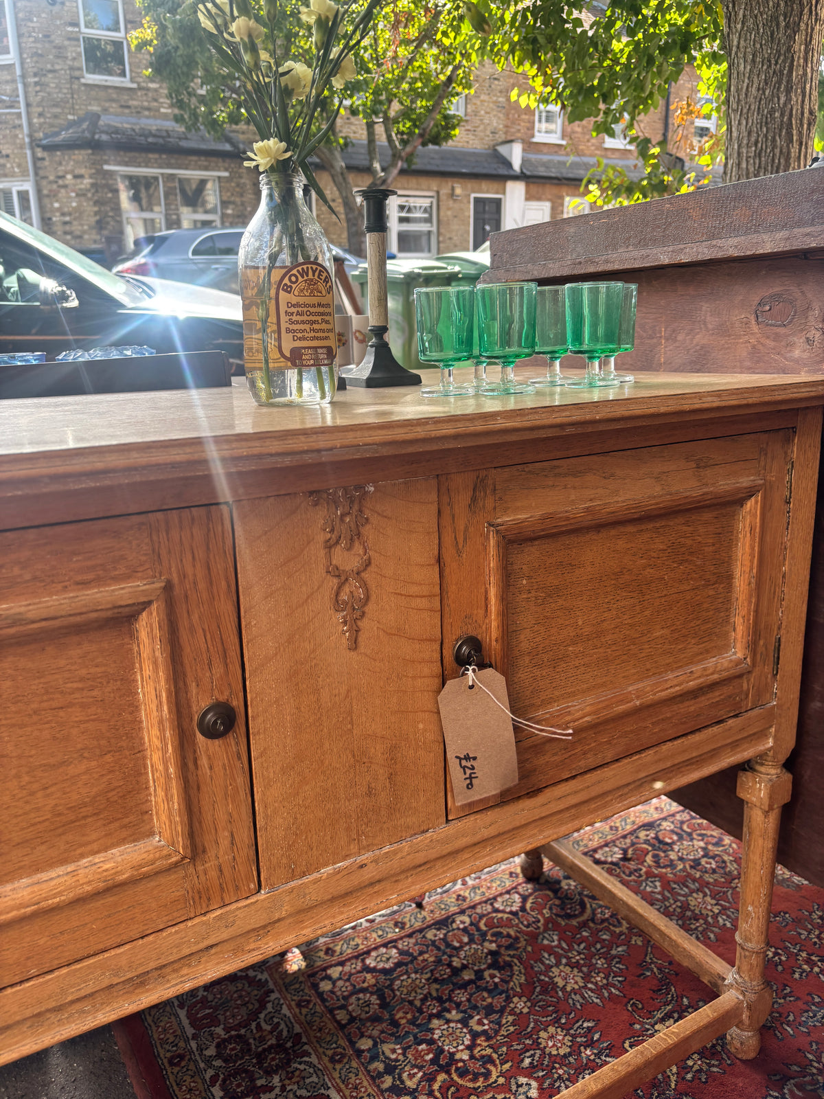 Antique Victorian stripped oak cabinet