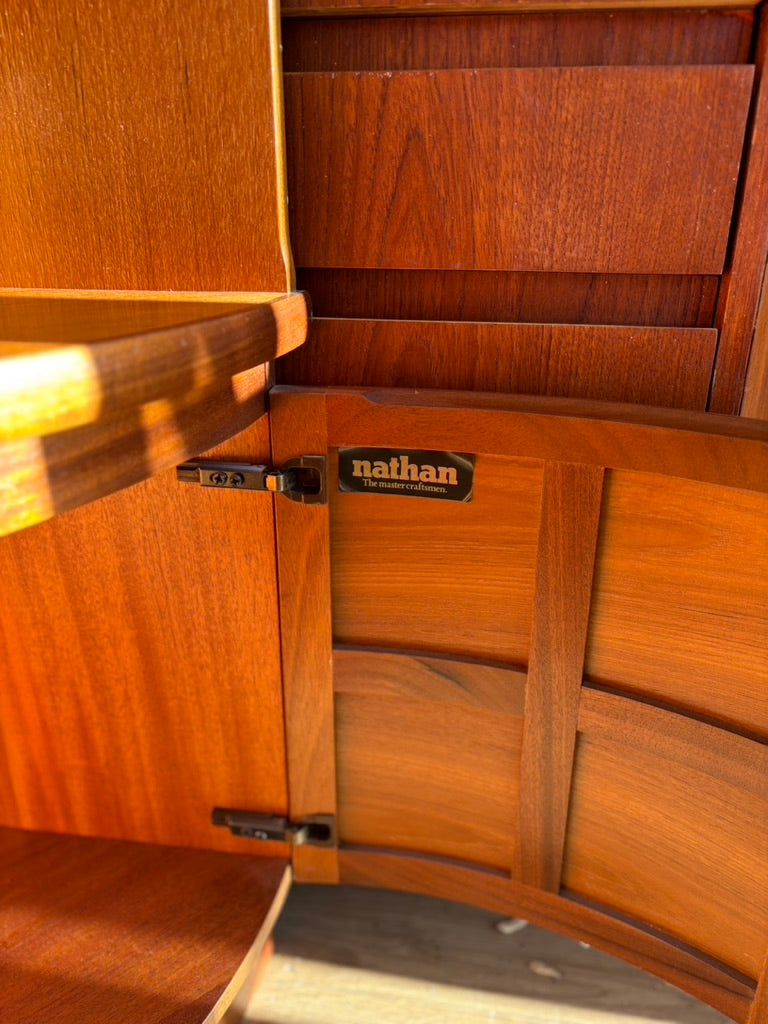 Mid Century teak Nathan squares corner cabinet