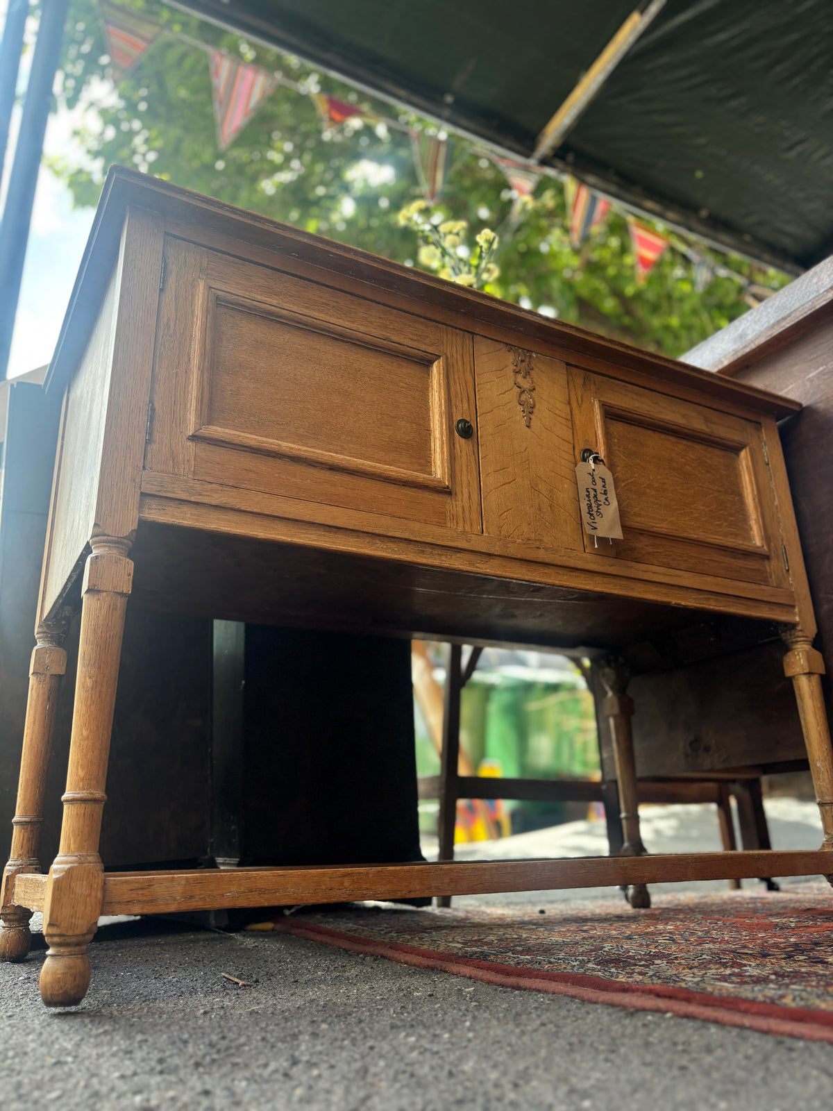 Antique Victorian stripped oak cabinet