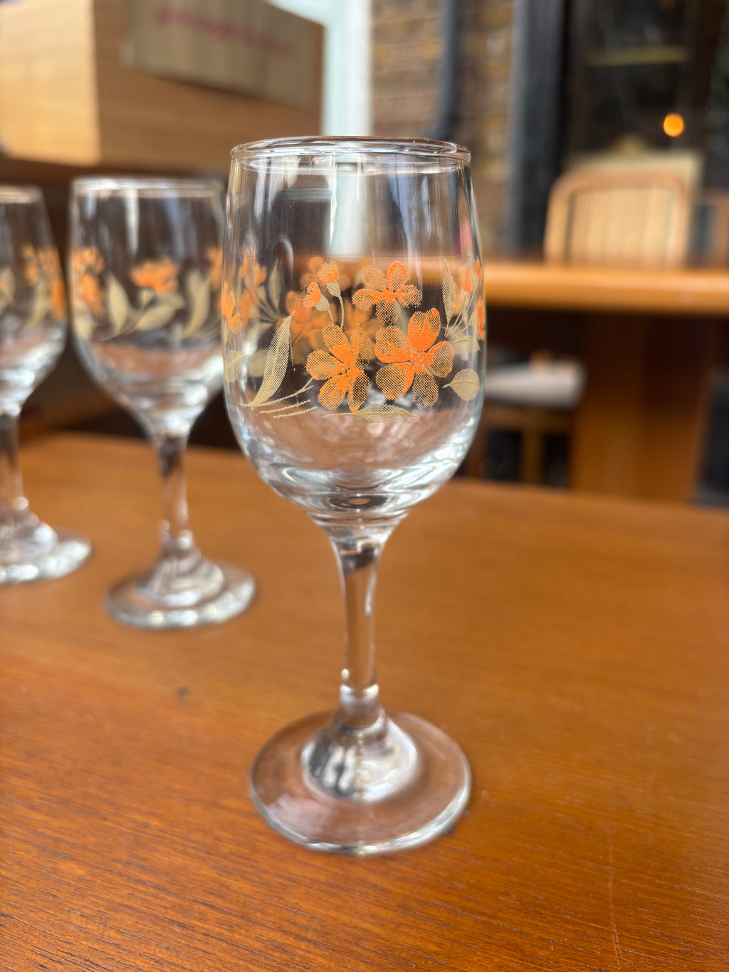 Vintage hand painted sherry glasses