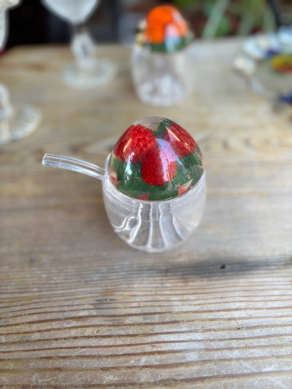 Wonderfully kitsch 1960s Lucite jam and marmalade pots