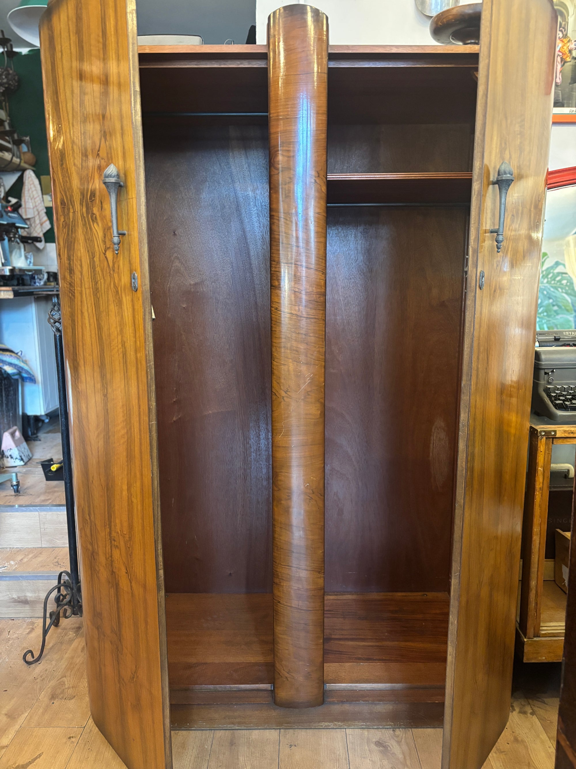 Walnut Art Deco wardrobe and dressing table