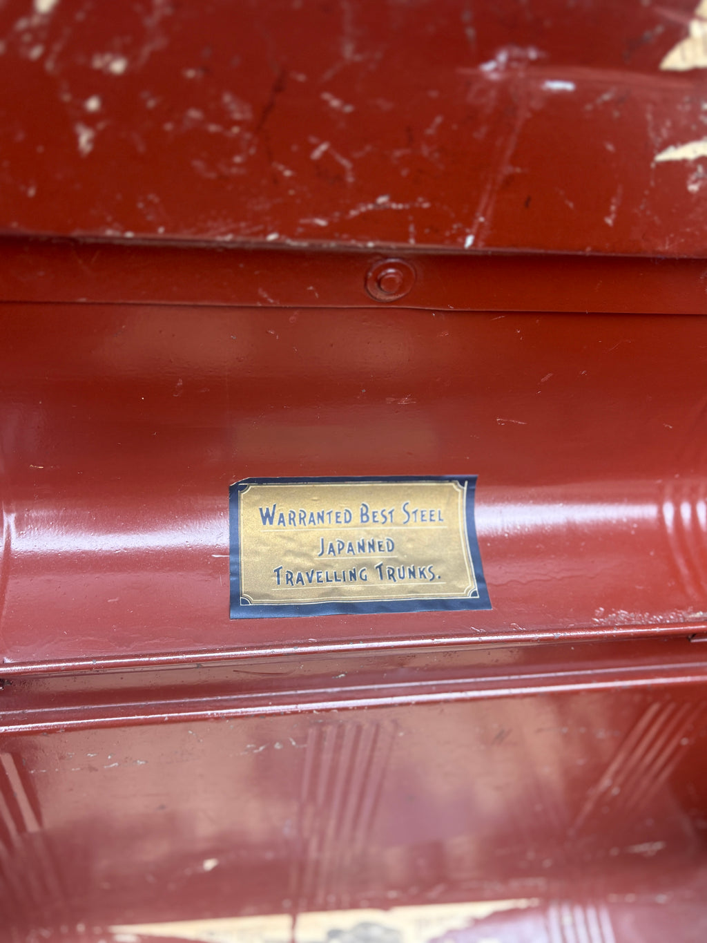 Vintage metal travelling trunk