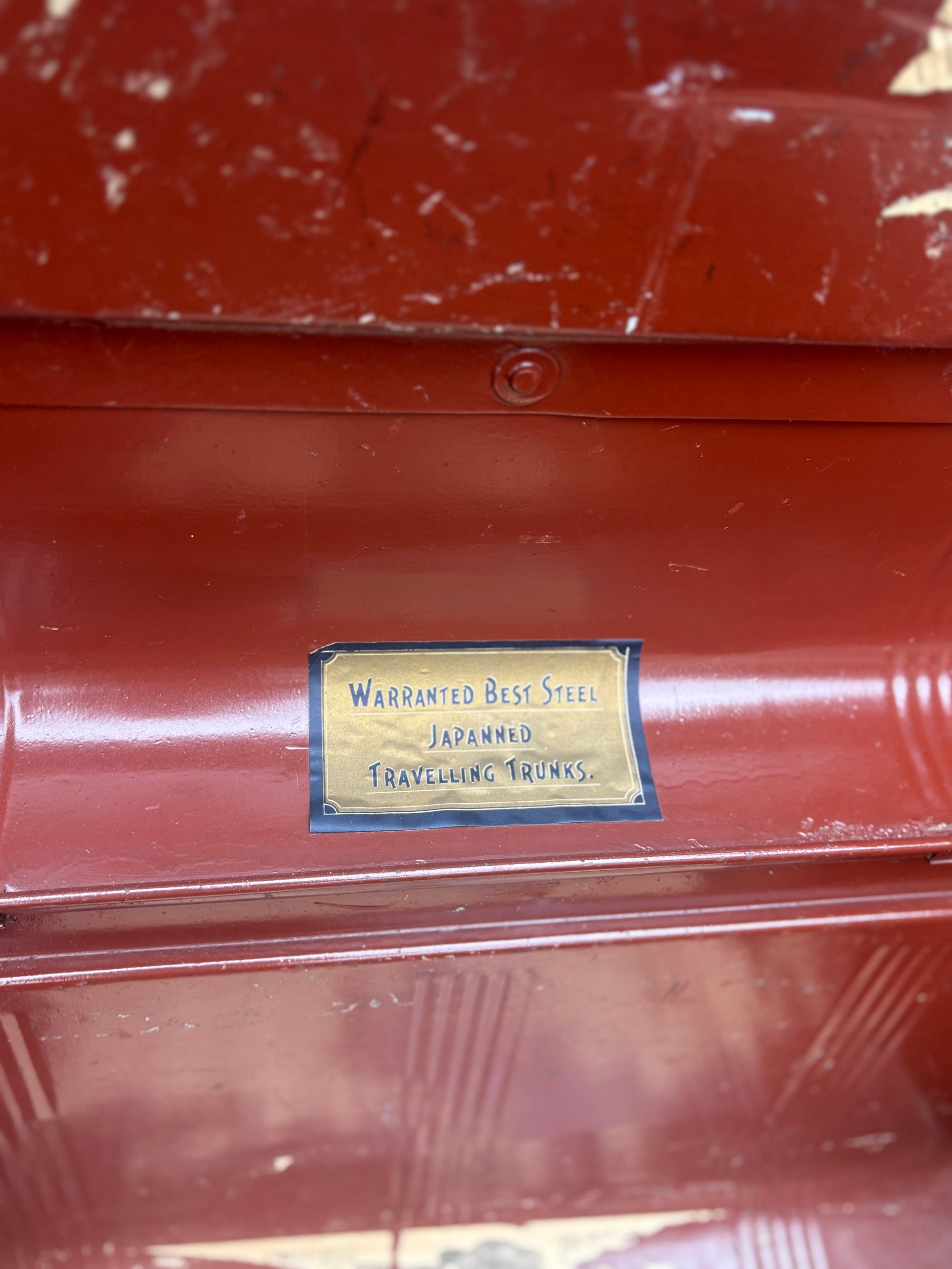 Vintage metal travelling trunk