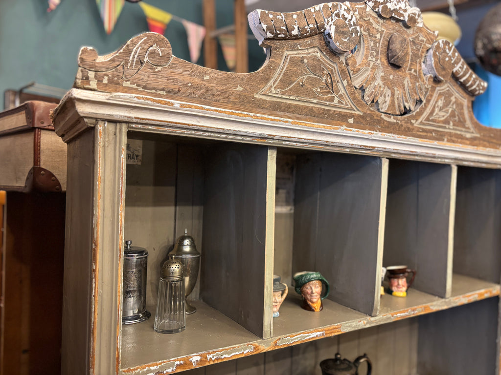 Victorian French farmhouse carved oak bookshelf