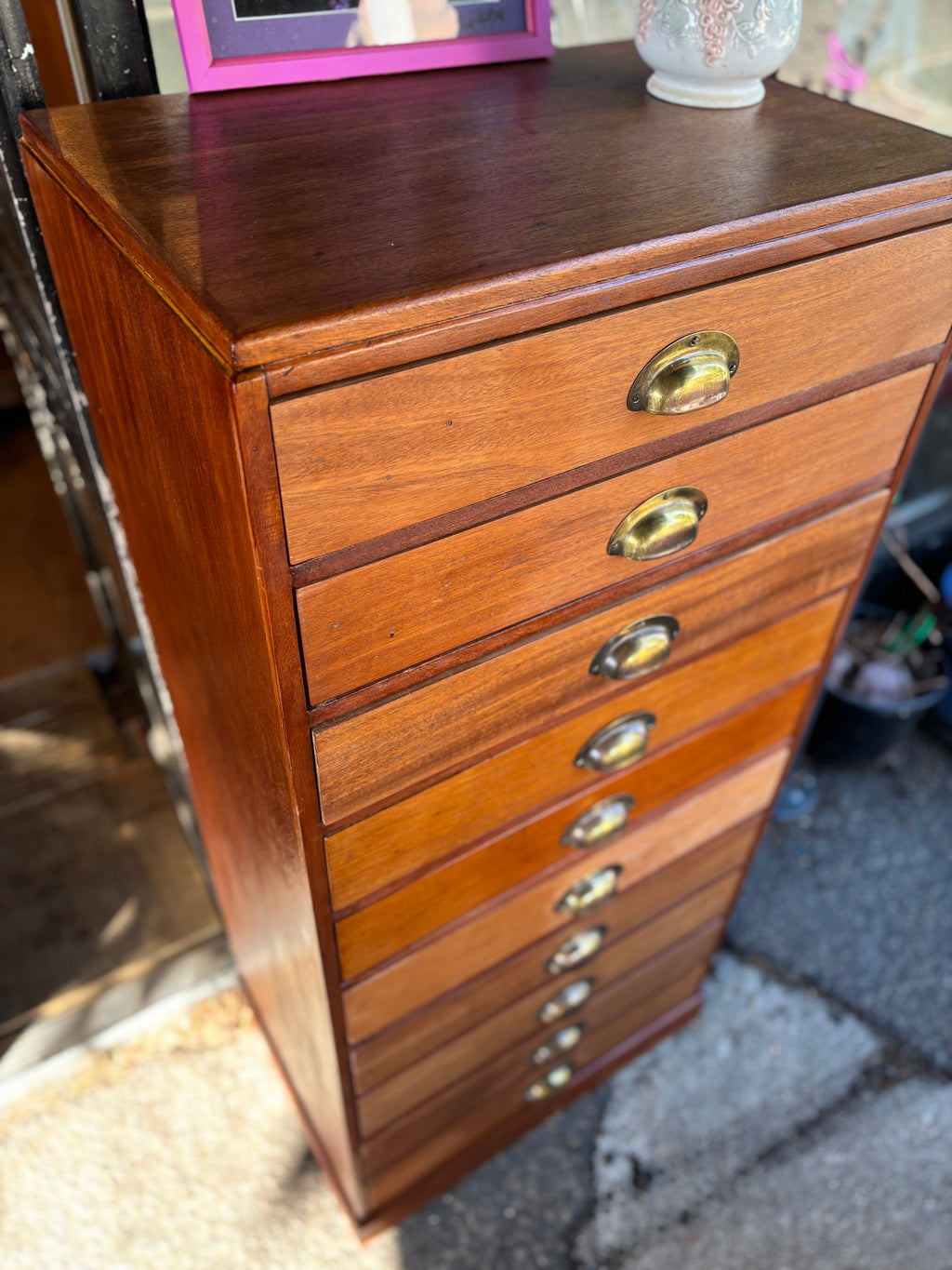 Vintage mid century mahogany architects drawers