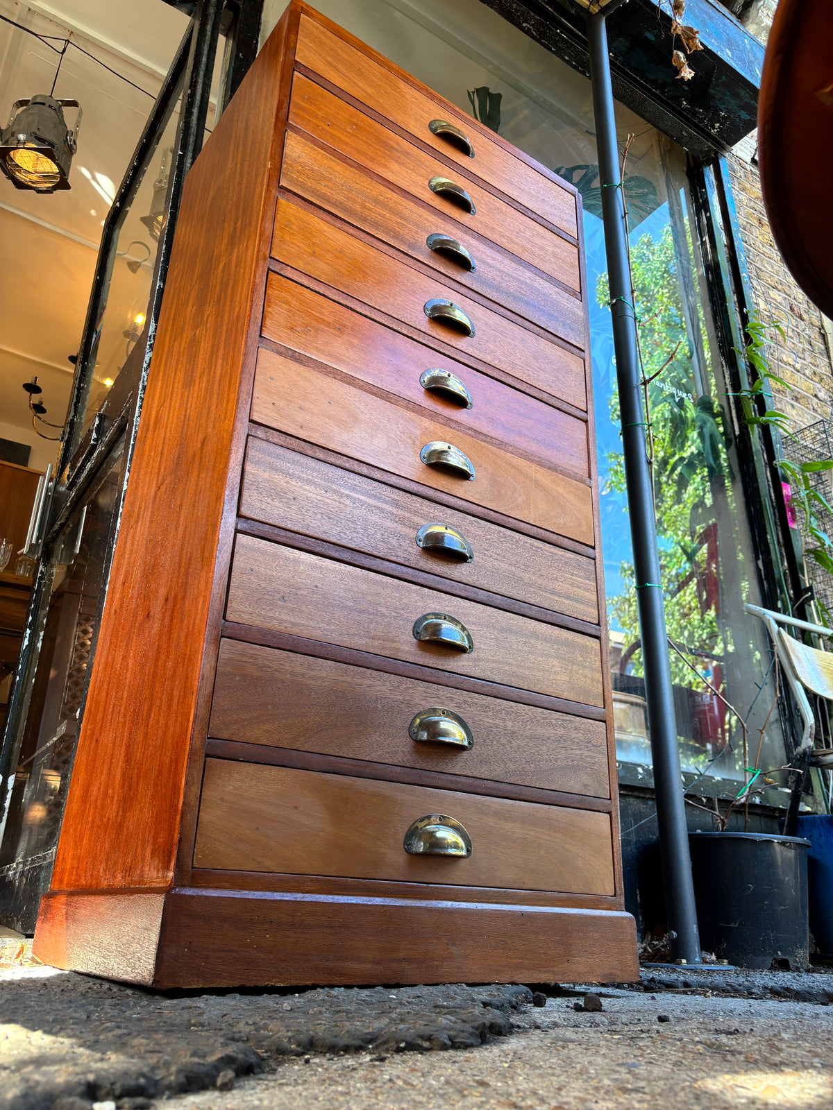 Vintage mid century mahogany architects drawers