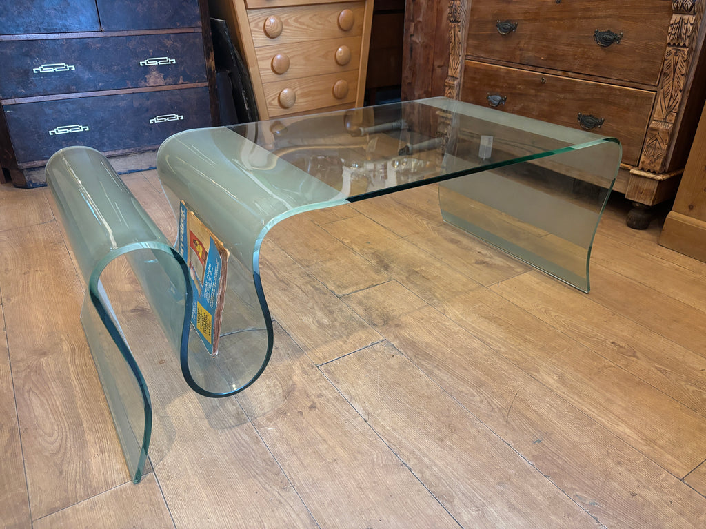 Mid Century Italian curved glass coffee table