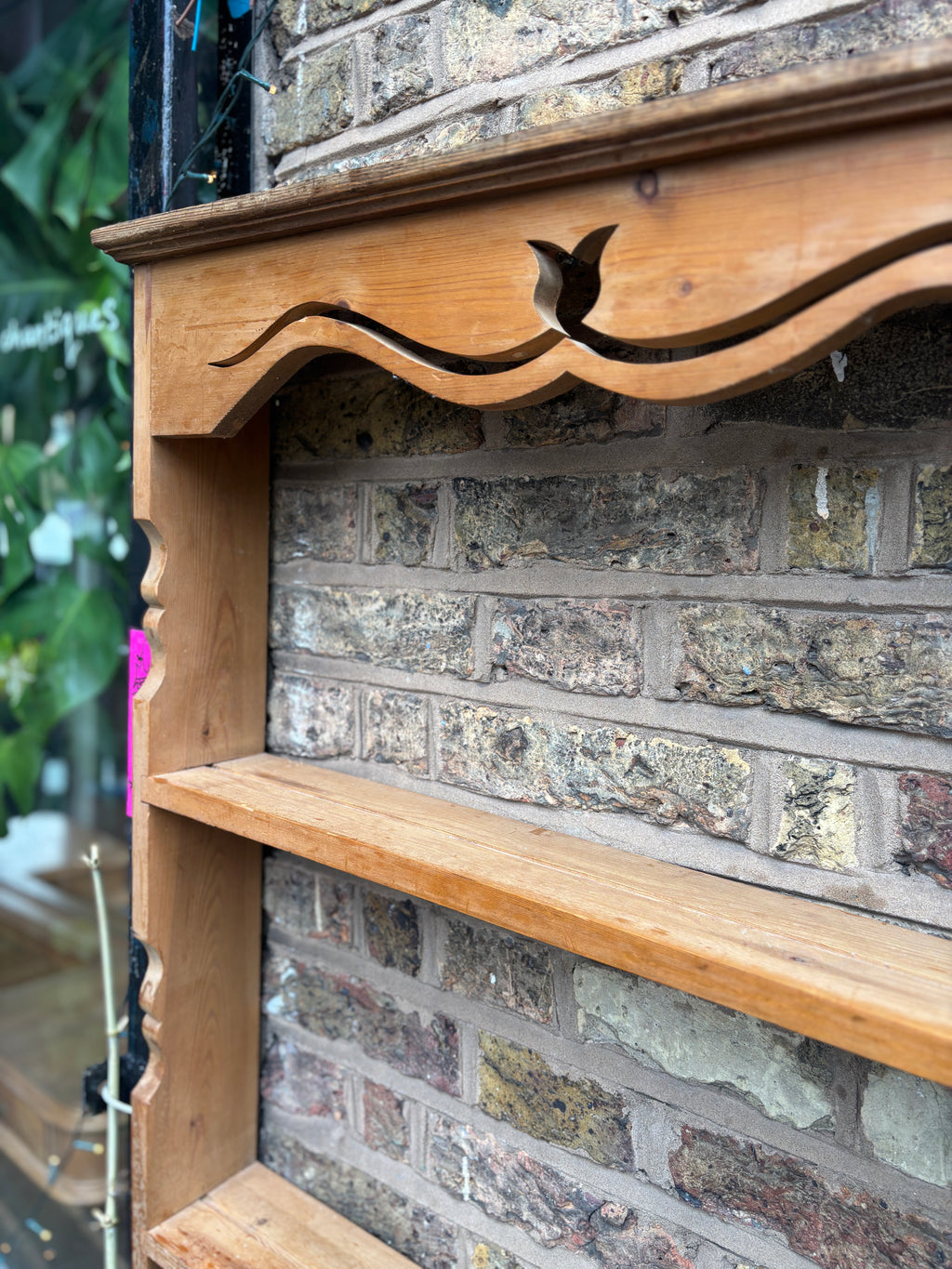 Victorian pitch pine plate rack