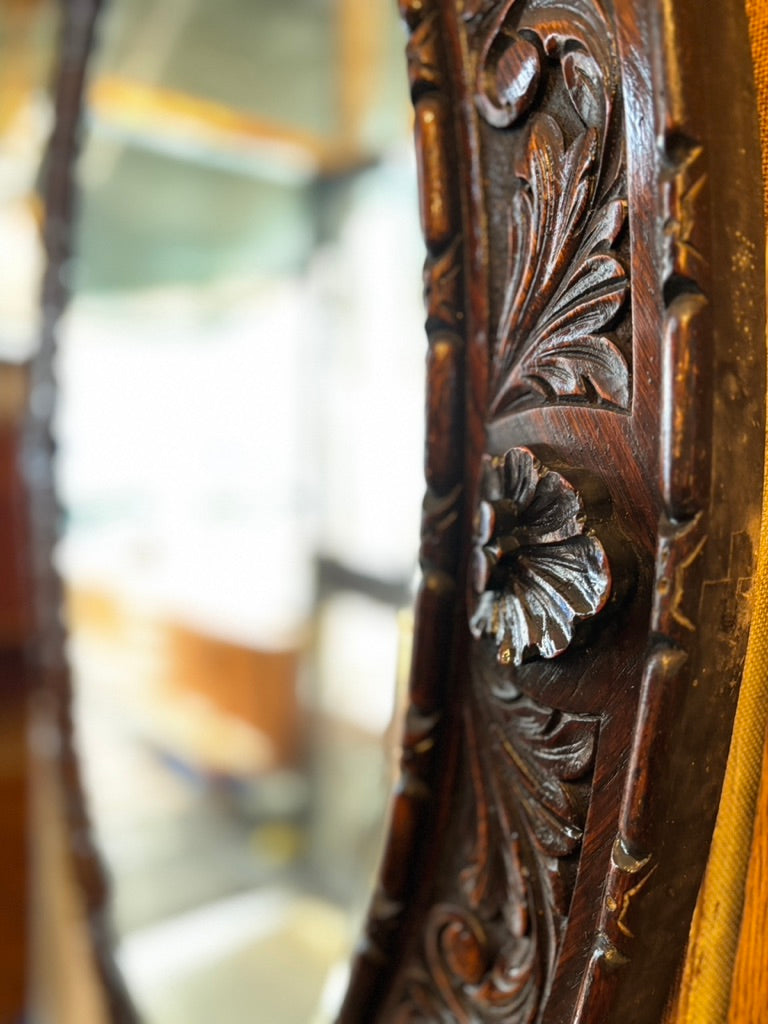 Victorian mahogany carved mirror