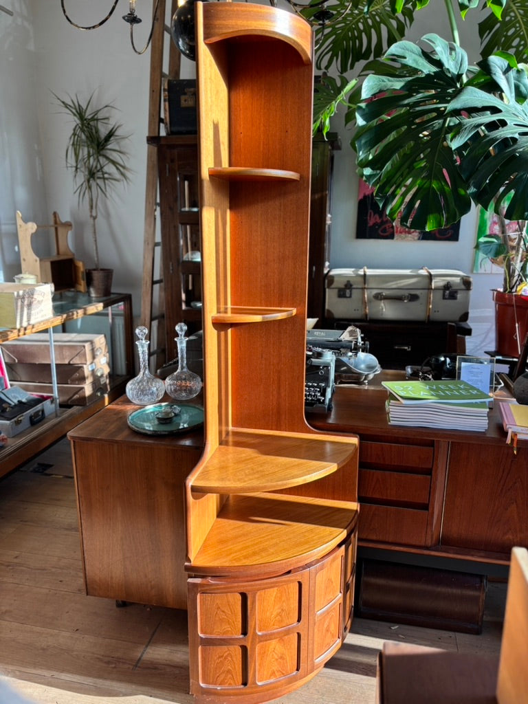 Mid Century teak Nathan squares corner cabinet