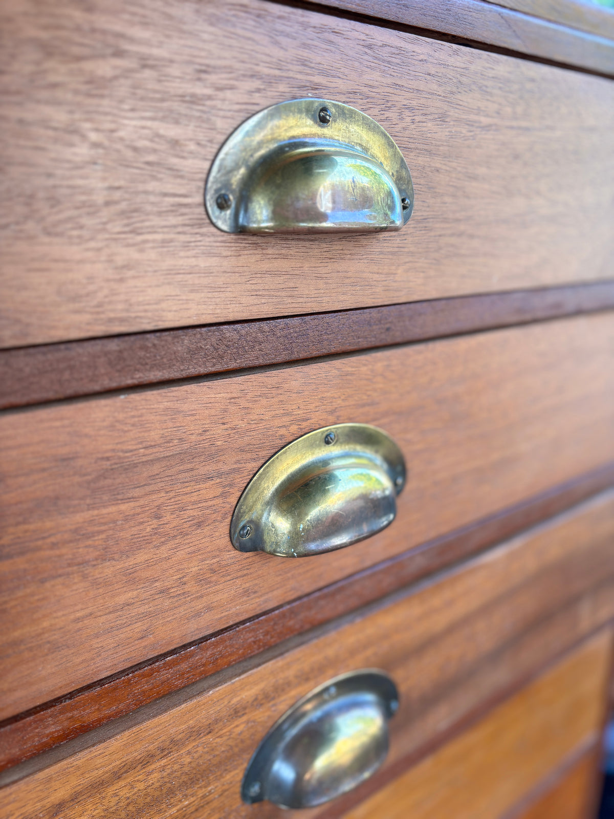 Vintage mid century mahogany architects drawers