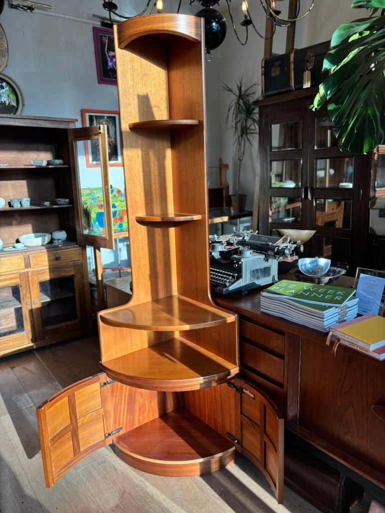 Mid Century teak Nathan squares corner cabinet