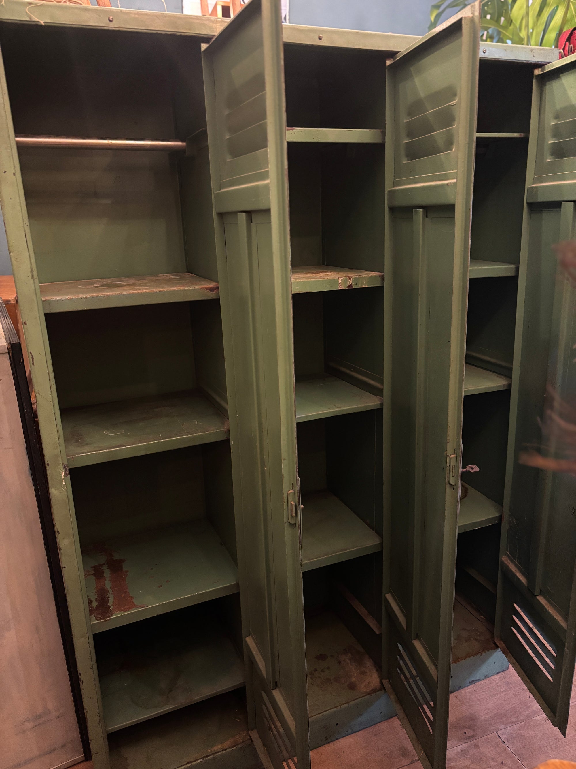 Vintage metal factory lockers from 1930s