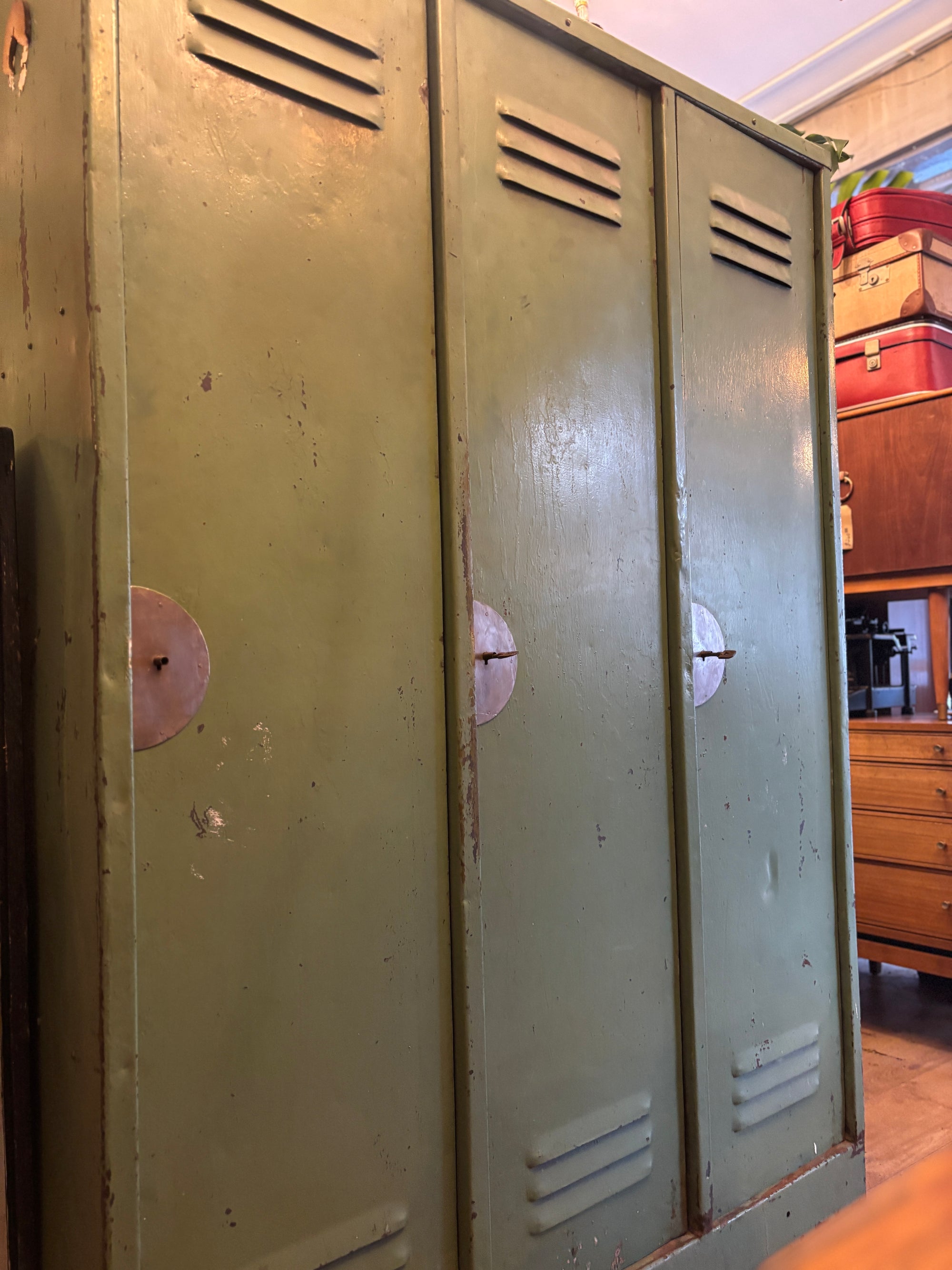 Vintage metal factory lockers from 1930s