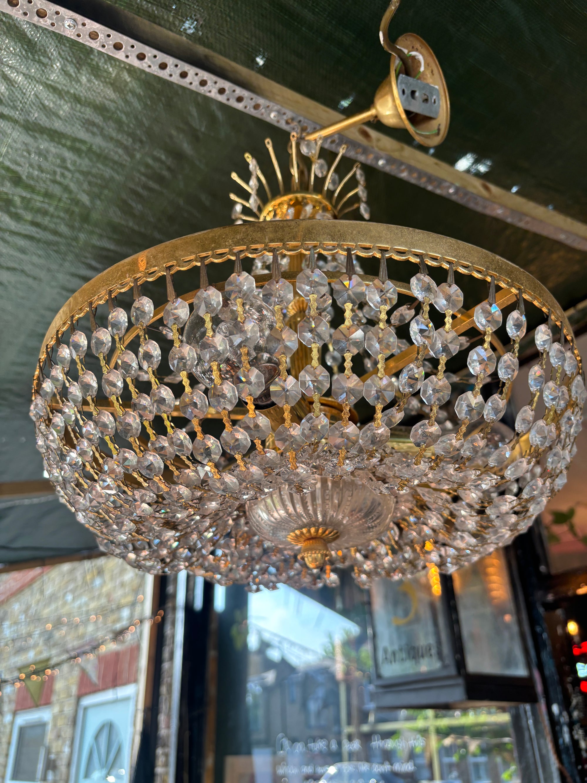 Vintage 1970s real glass crystal chandelier