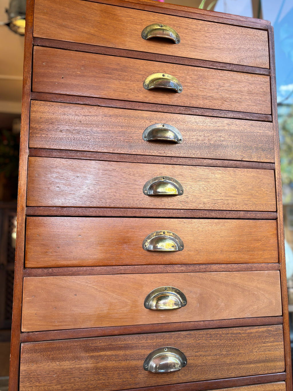 Vintage mid century mahogany architects drawers