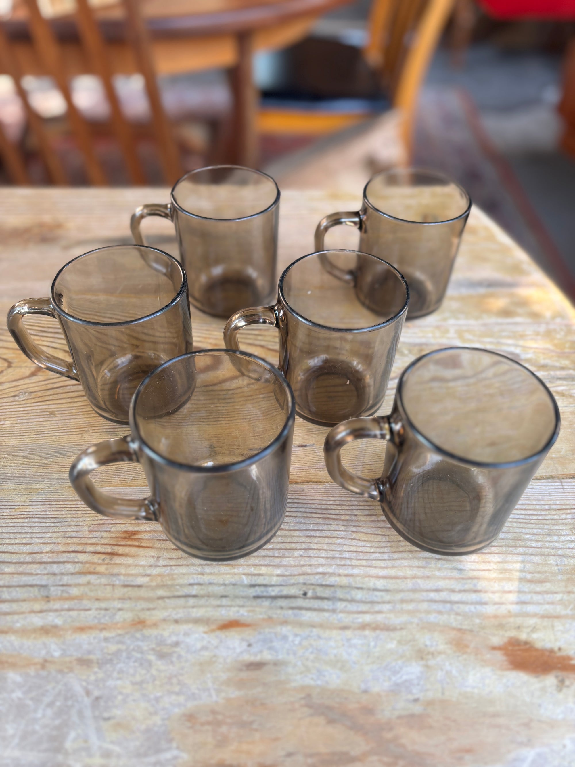 Vintage Arcoroc French glass mugs x 6