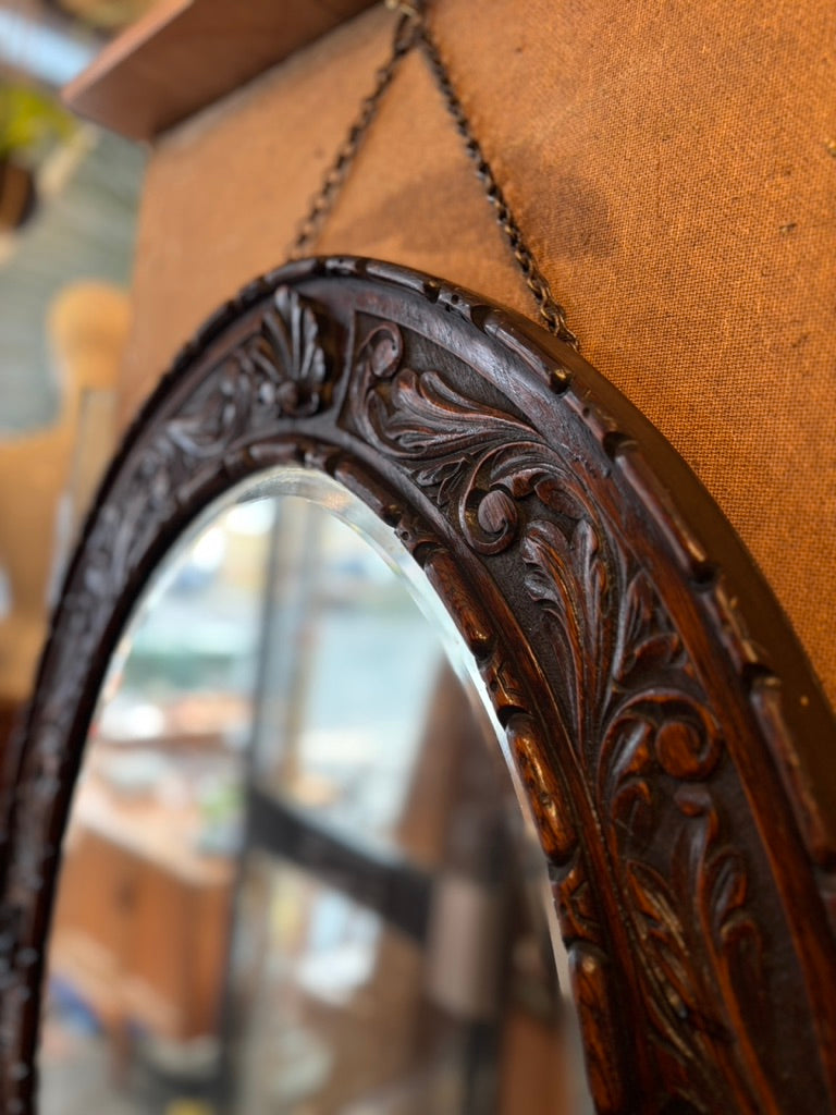 Victorian mahogany carved mirror