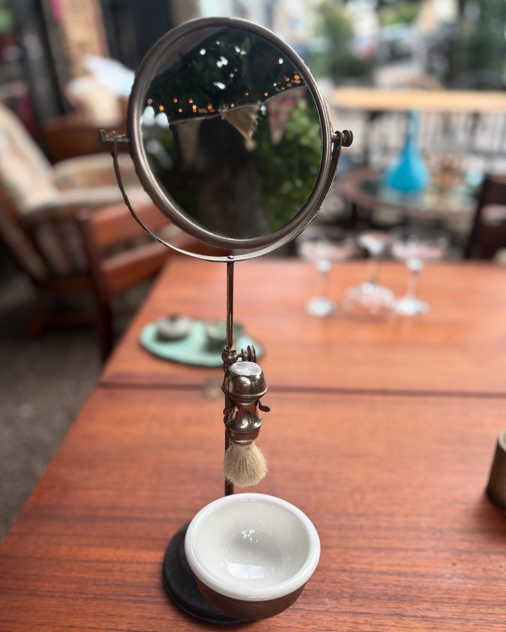 Vintage gentleman’s shaving pedestal mirror