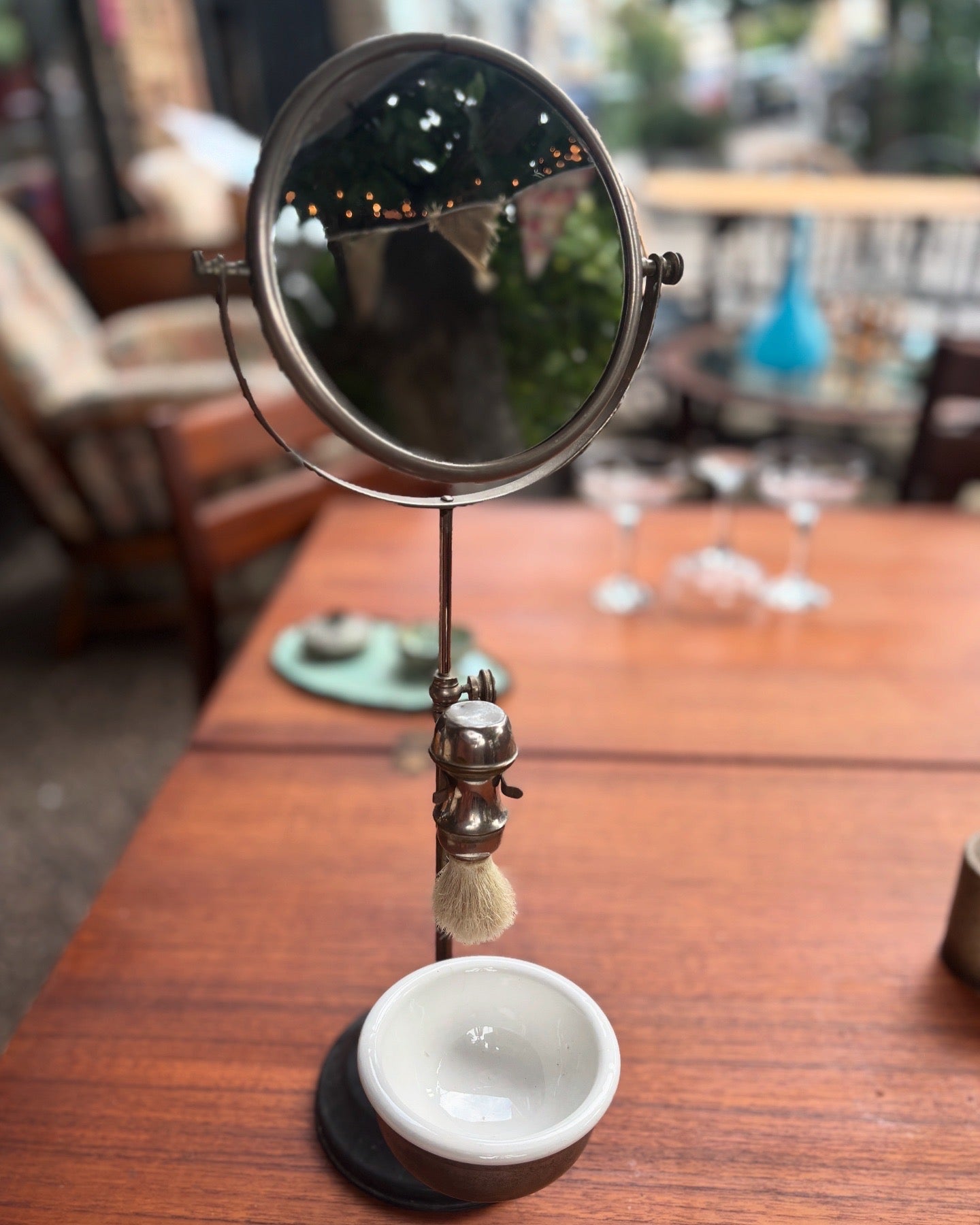Vintage gentleman’s shaving pedestal mirror