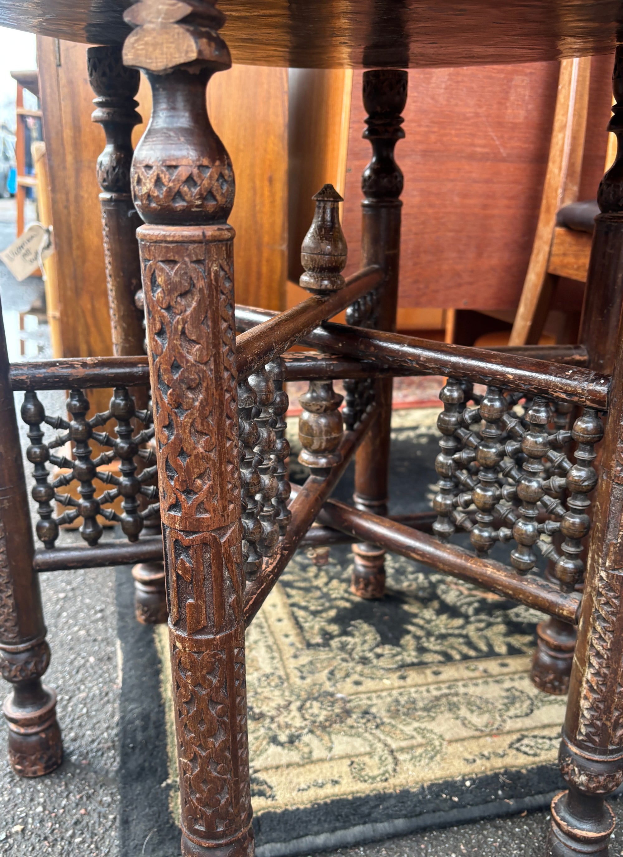 Vintage Anglo-Indian folding brass-topped table