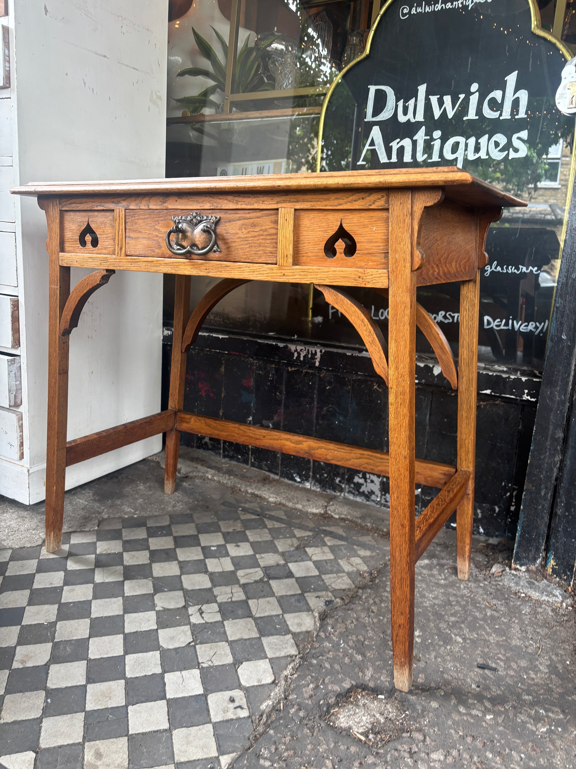Antique oak church table/side table
