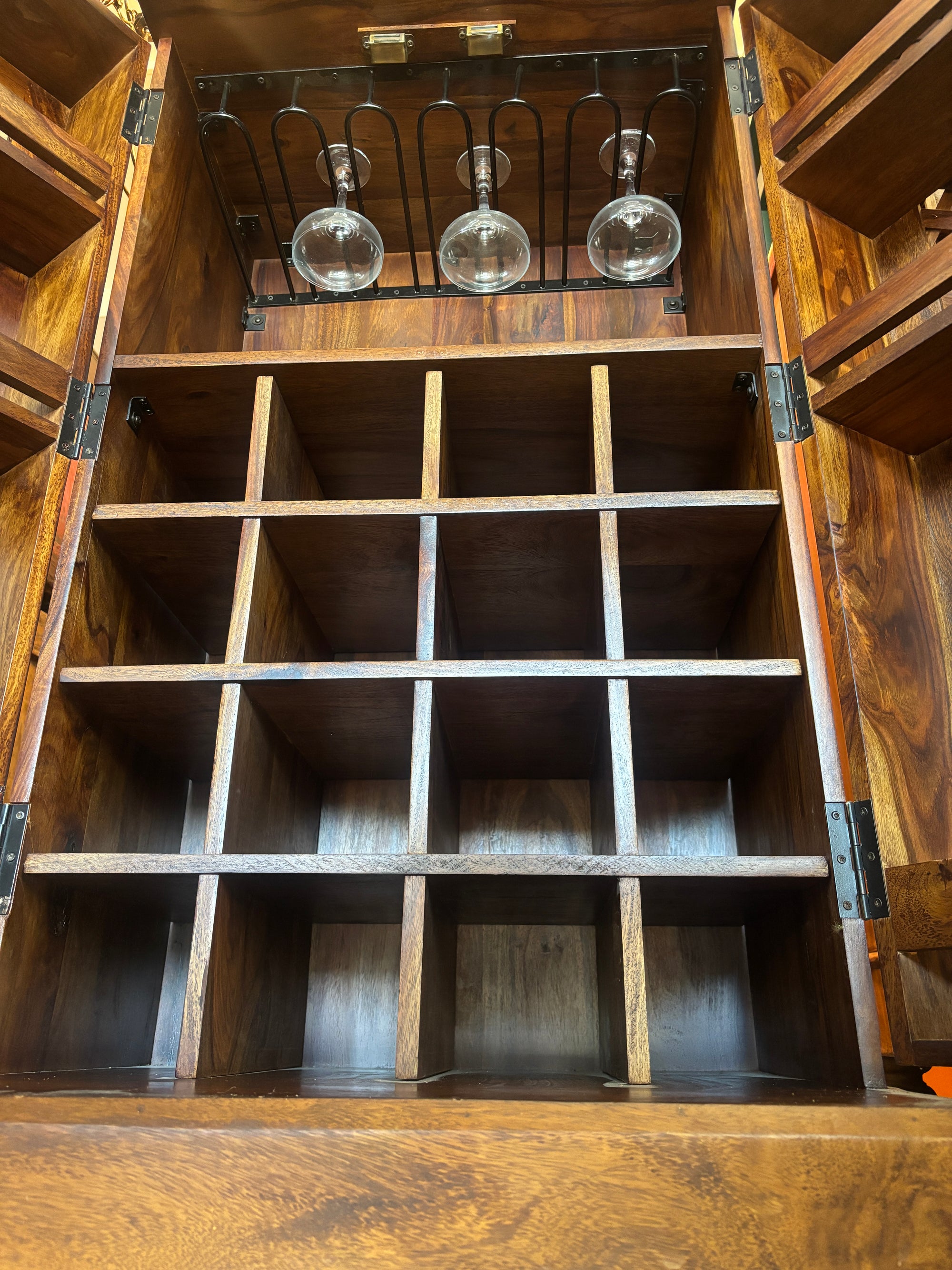 Solid mango wood cocktail/drinks cabinet