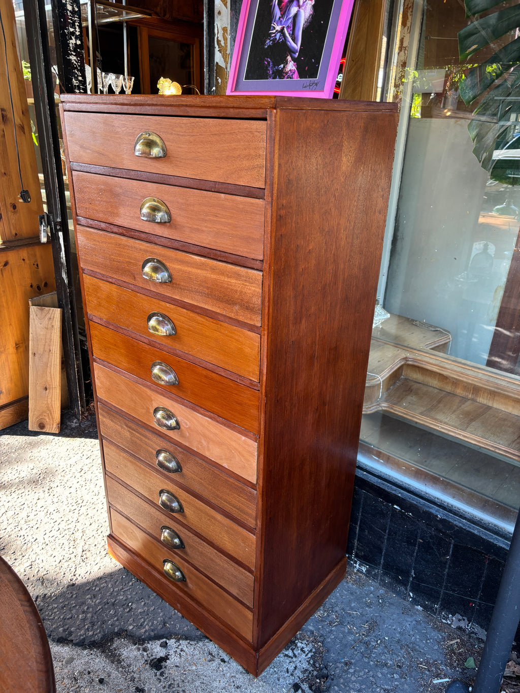 Vintage mid century mahogany architects drawers