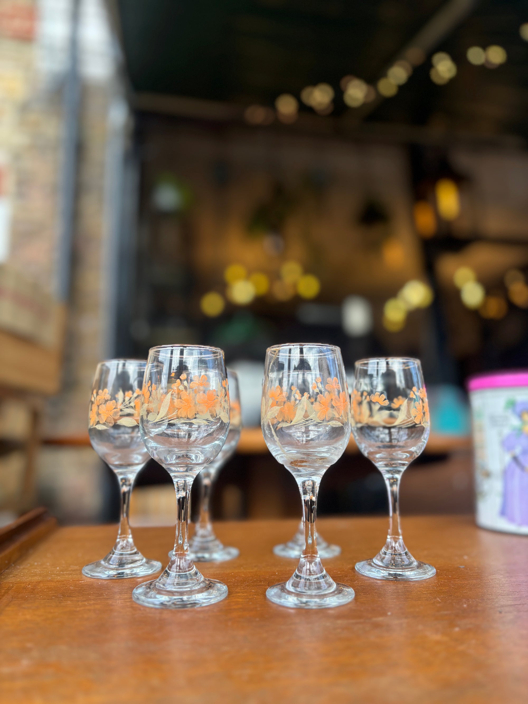 Vintage hand painted sherry glasses