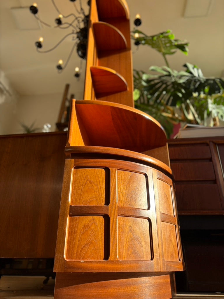 Mid Century teak Nathan squares corner cabinet