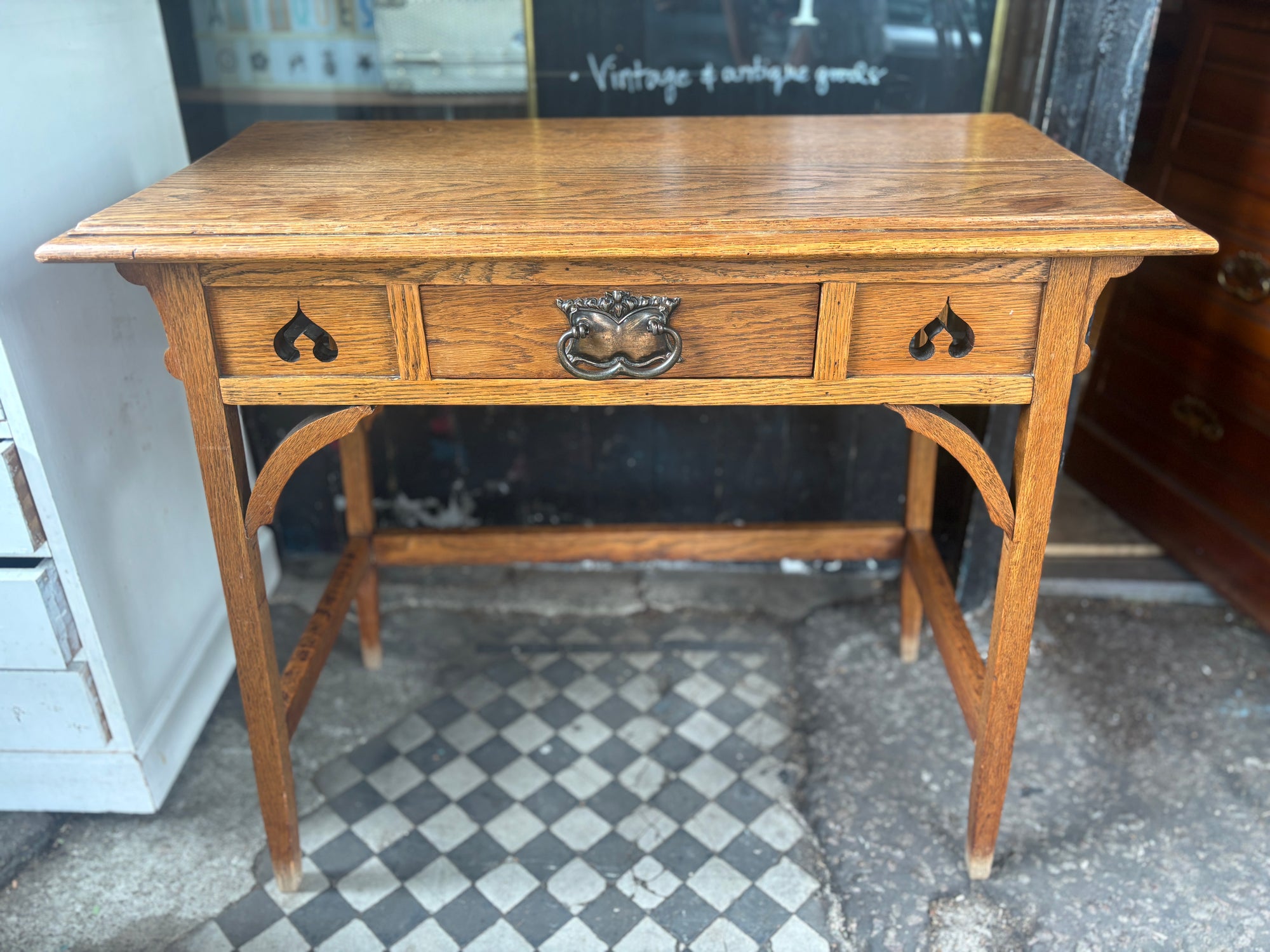 Antique oak church table/side table