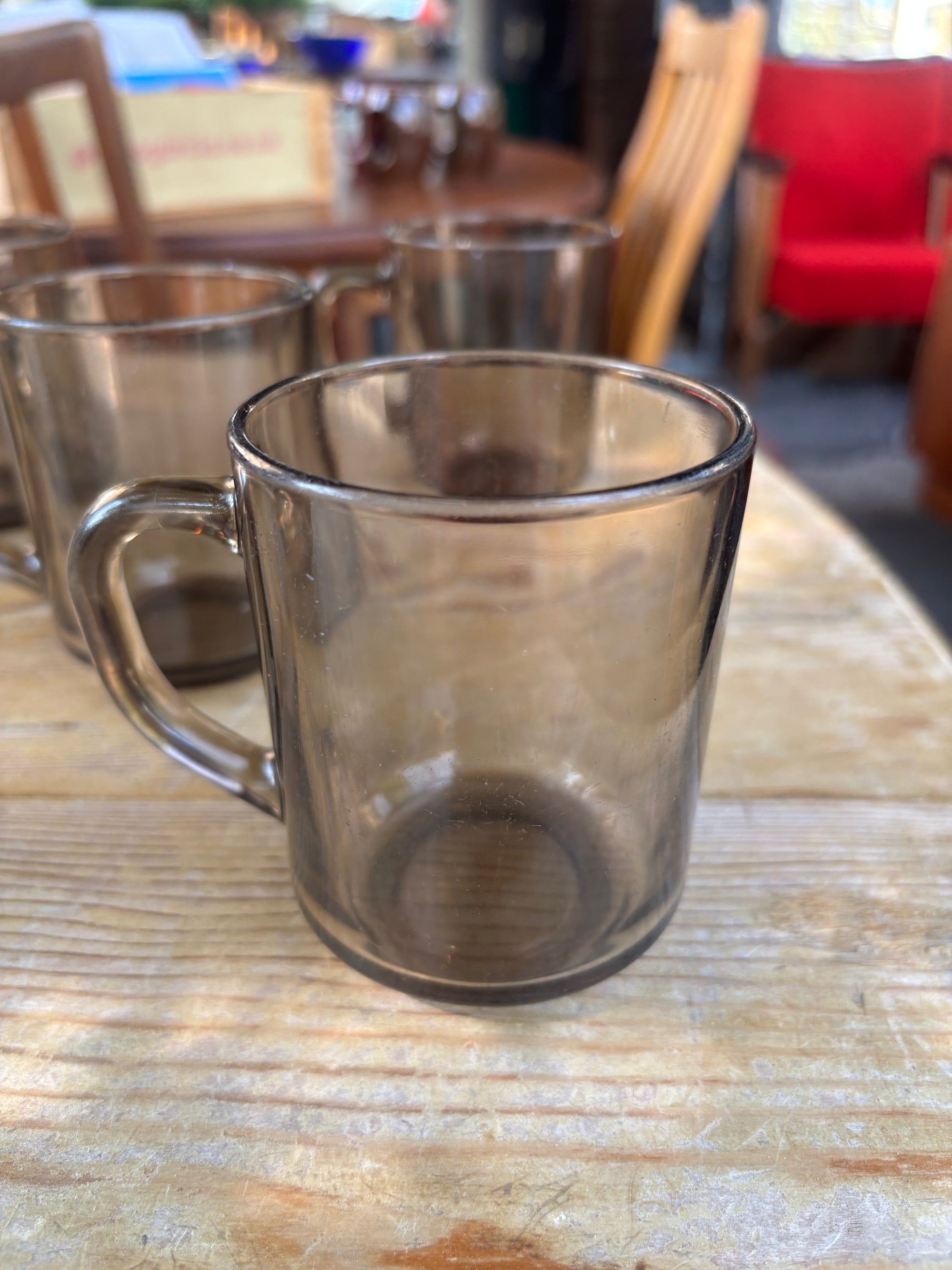 Vintage Arcoroc French glass mugs x 6