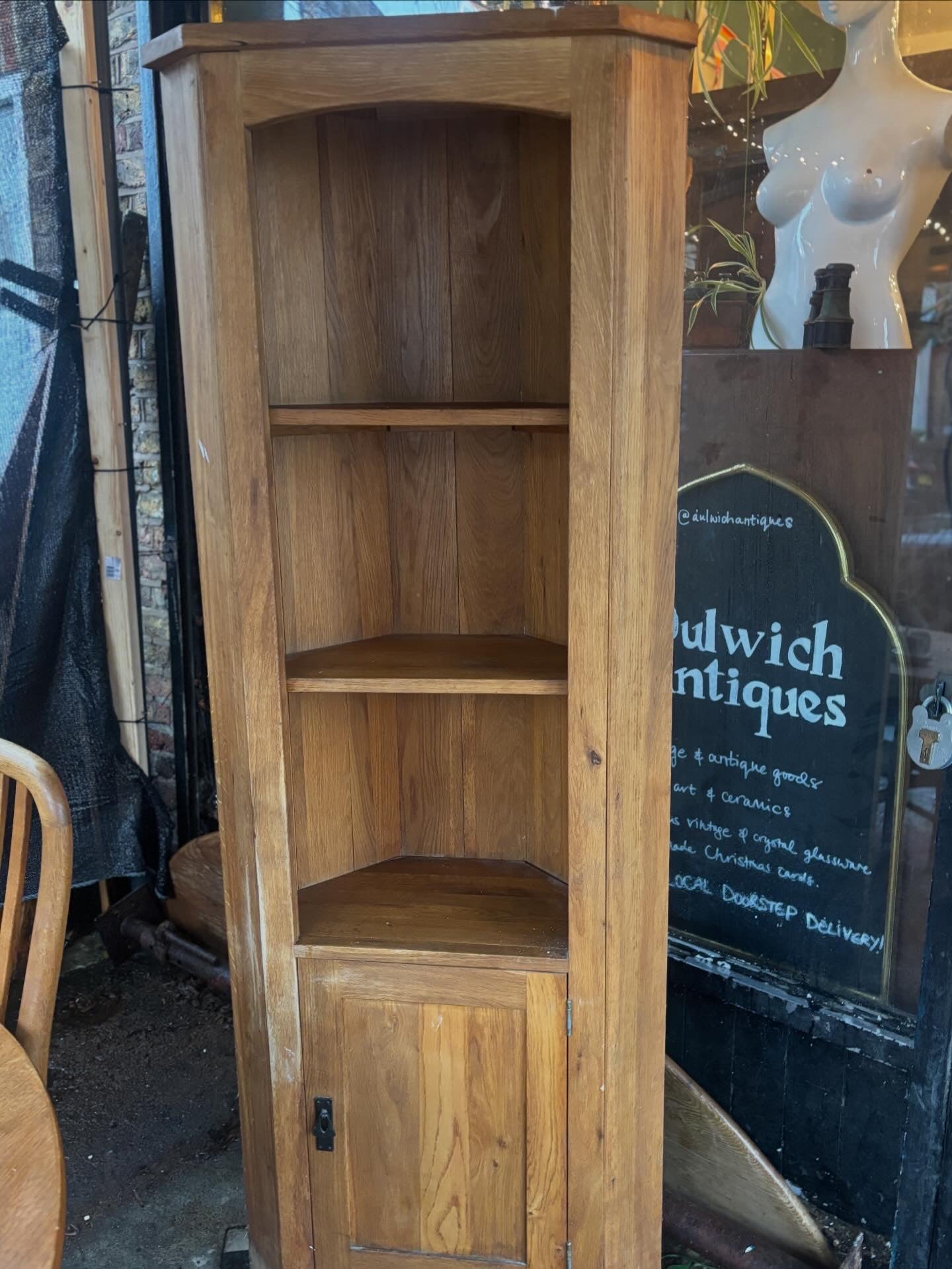 Antique Victorian solid oak corner cabinet