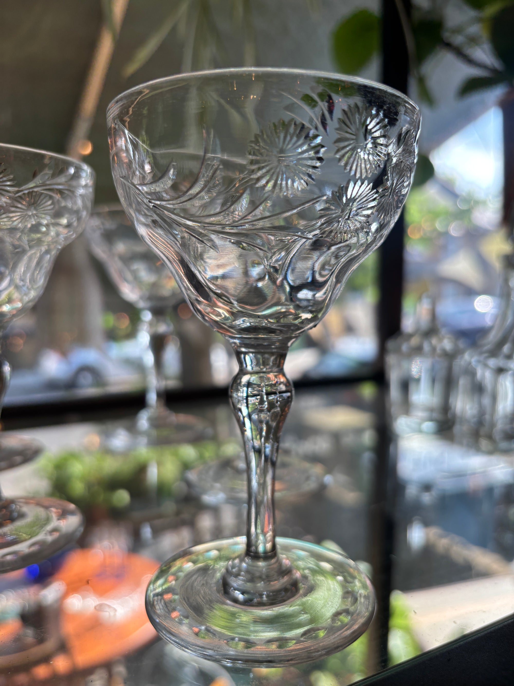 Victorian brilliant cut crystal wine glasses