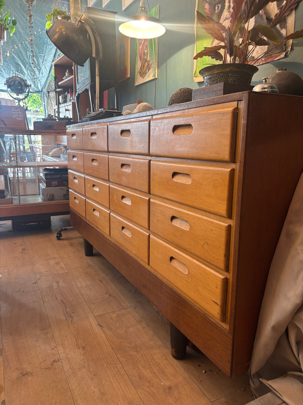 Mid century haberdashers cabinet with drawers