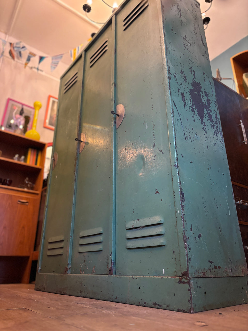 Vintage metal factory lockers from 1930s